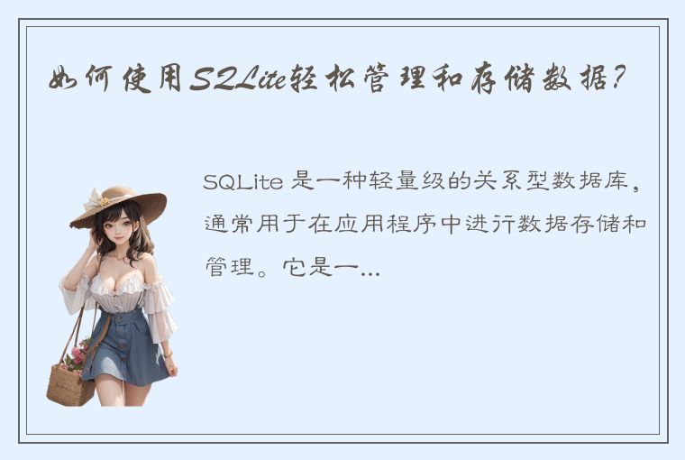 如何使用SQLite轻松管理和存储数据？