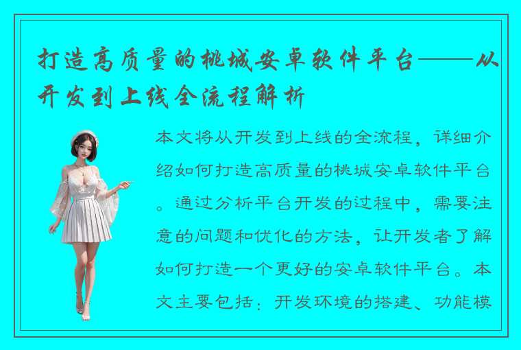 打造高质量的桃城安卓软件平台——从开发到上线全流程解析