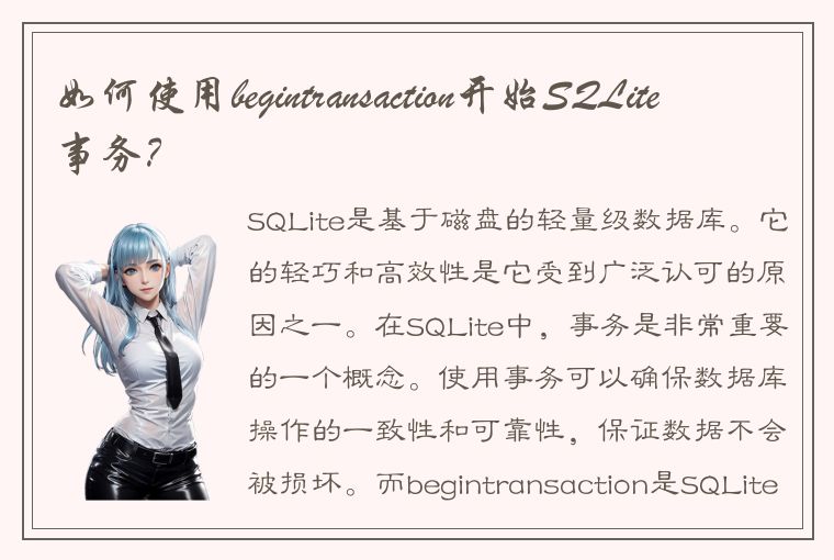 如何使用begintransaction开始SQLite事务？