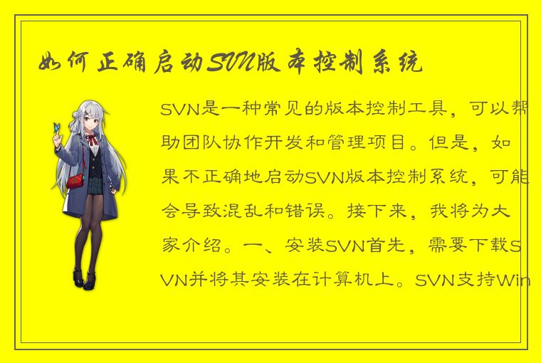 如何正确启动SVN版本控制系统