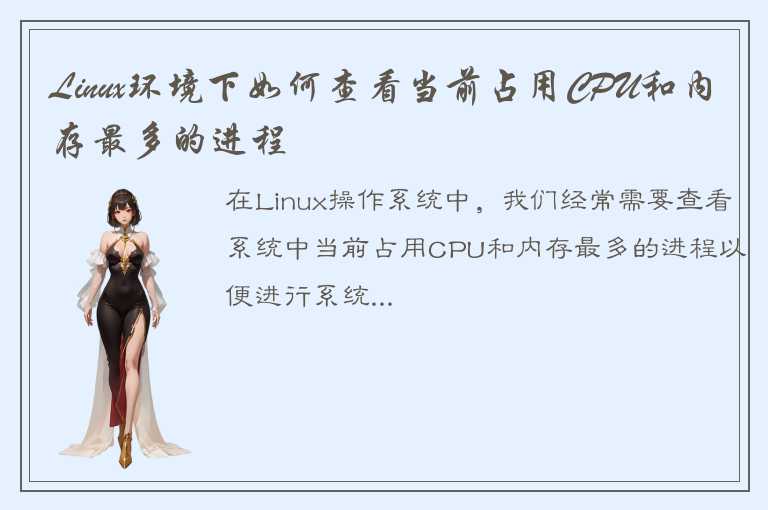 Linux环境下如何查看当前占用CPU和内存最多的进程