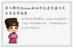 详细解释Selenium的元素定位方式