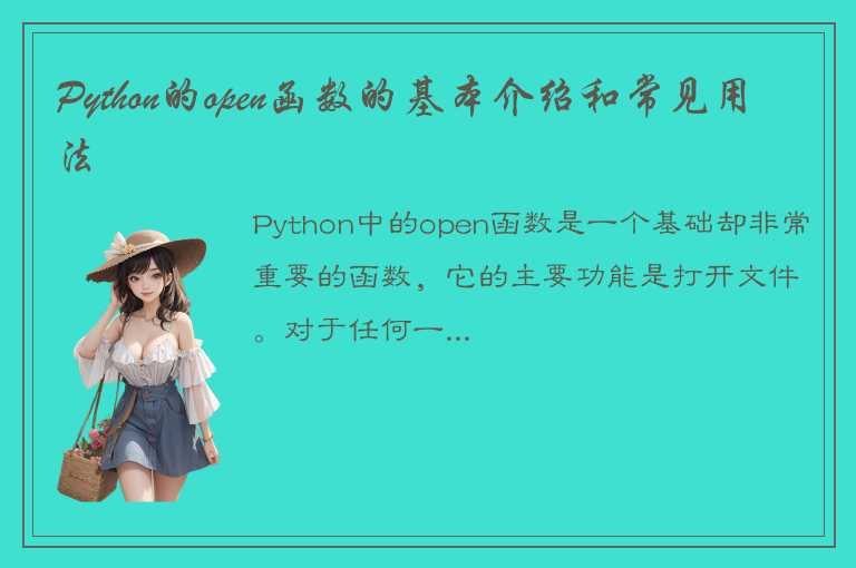 深入了解Python的open函数的各种常见用法