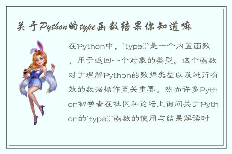 Python中的type函数，你知道多少？